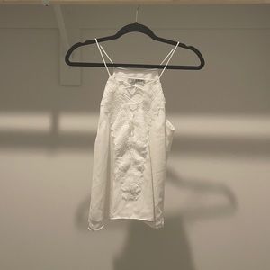 White lace criss cross tank